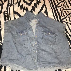 Jean button up crop top